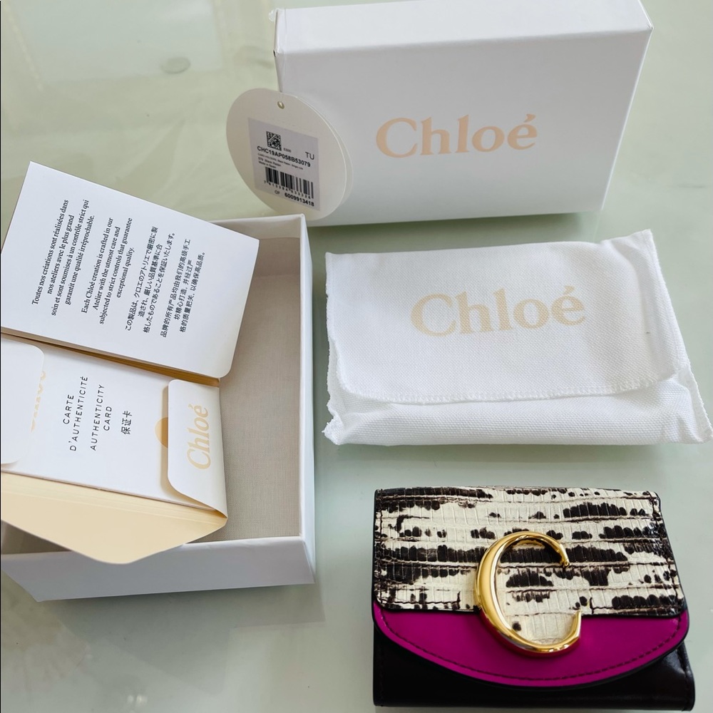 Authenic Chloe C Mini Tri Fold Emboss Wallet